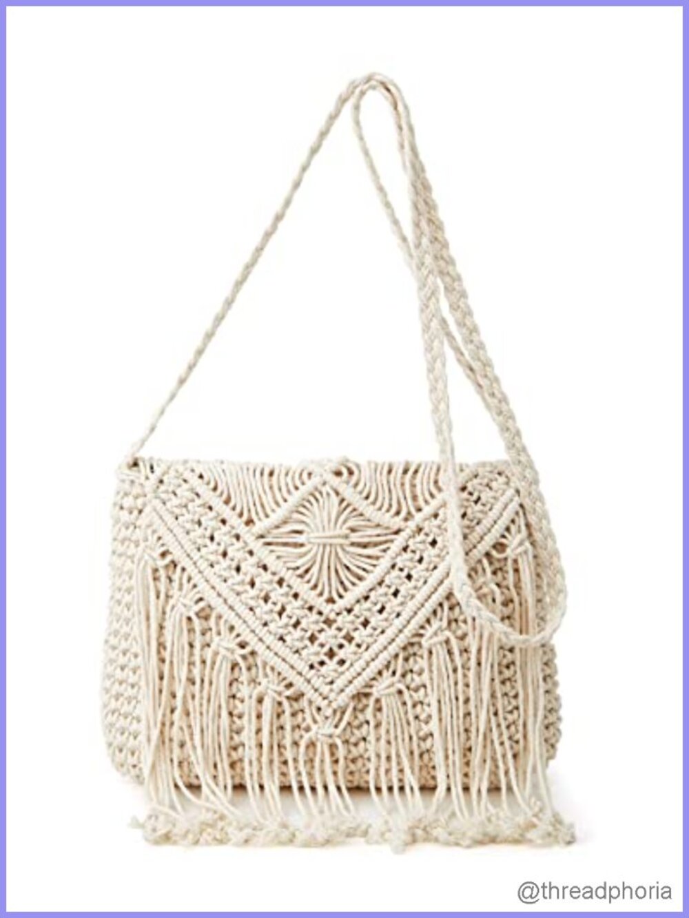 Macrame Crossbody Hobo Bag Tassel Knit Summer Beach Purse Tote